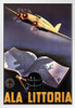 Ala Littoria Italian Airlines Vintage Illustration Travel Art Deco Vintage French Wall Art Nouveau French Advertising Vintage Poster Prints Art Nouveau Decor White Wood Framed Art Poster 14x20