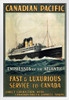 Canadian Pacific Empresses of Atlantic Fast Luxurious Service Cruise Ship Vintage Travel White Wood Framed Poster 14x20