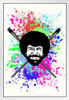 Bob Ross With Crossed Brushes Painting Art Bob Ross Poster Bob Ross Collection Bob Art Painting Happy Accidents Motivational Poster Funny Bob Ross Afro and Beard White Wood Framed Art Poster 14x20