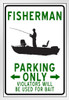 Fisherman Parking Only Funny Sign White Wood Framed Poster 14x20