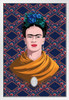 Frida Kahlo Flower Lattice Feminist White Wood Framed Poster 14x20