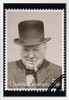 Sir Winston Churchill Centenary Historical Black White Vintage Stamp Photo White Wood Framed Art Poster 14x20