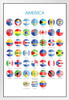 Flags of North Central and South America Country World Classroom Reference Educational Teacher Learning Homeschool Chart Display Supplies Teaching Aide White Wood Framed Art Poster 14x20