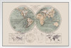 1869 World Hemispheres and Natural Features Antique Style Map White Wood Framed Poster 20x14
