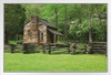 A Fence and Cabin in Smoky Mountain National Park Photo Photograph White Wood Framed Poster 20x14