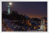 Moon Over Telegraph Hill San Francisco Skyline Photo Photograph White Wood Framed Poster 20x14