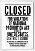 NPA National Prohibition Act Closed For Violation National Prohibition Act White White Wood Framed Poster 14x20