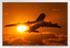 Airbus A380 Commercial Airplane Flying Into Sunset Photo Photograph White Wood Framed Poster 20x14