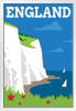 White Cliffs of Dover England Retro Travel White Wood Framed Poster 14x20