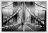 Man With Umbrella On Foggy Brooklyn Bridge At Dusk Black and White Photo Photograph White Wood Framed Poster 20x14