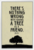 Bob Ross Nothing Wrong With Having A Tree As A Friend (Beige) Famous Motivational Inspirational Quote White Wood Framed Poster 14x20