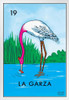 19 La Garza Heron Loteria Card Mexican Bingo Lottery White Wood Framed Poster 14x20