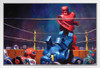 Robots Final Blow by Eric Joyner Famous TV Show White Wood Framed Art Poster 14x20