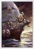 Viking Poster Gothic Fantasy Wall Art Kane on The Golden Sea by Frank Frazetta White Wood Framed Art Poster 14x20