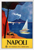 Napoli Naples Italy Seaside Resort Boating Vintage Travel White Wood Framed Poster 14x20