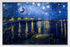 Hidden Spaceship Starry Night Over the Rhone Van Gogh Art Humor UFO Space Ship Alien Secret Find White Wood Framed Art Poster 14x20