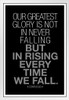 Confucius Our Greatest Glory Is Not In Never Falling Growth Mindset Famous Motivational Inspirational Quote White Wood Framed Art Poster 14x20