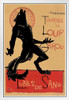 Loup Garou Noir Black Werewolf Chat Noir Parody Vintage Advertisement Vintage Illustration Art Deco Vintage French Wall Art Nouveau French Advertising Fantasy White Wood Framed Art Poster 14x20