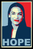 Alexandria Ocasio Cortez Hope Campaign Art White Wood Framed Poster 14x20