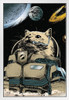 Cat Astronaut Exploring Outer Space Cat Poster Funny Wall Posters Kitten Posters for Wall Motivational Cat Poster Funny Cat Poster Inspirational Cat Poster White Wood Framed Art Poster 14x20