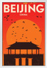 Beijing China Retro Travel White Wood Framed Poster 14x20
