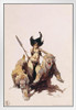 The Huntress by Frank Frazetta Wall Art Gothic Fantasy Decor Frank Frazetta Artwork Scary Art Prints Horror Battle Posters Frazetta Illustration Death Nude War White Wood Framed Art Poster 14x20