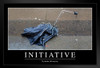 Initiative Broken Umbrella Funny Sarcastic Office Workplace Demotivational Inspirational Parody Black Wood Framed Art Poster 14x20