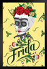 Frida Kahlo Skeleton Skull Flower Day of the Dead Dios Los Muertos Painting Feminist Feminism Painter Pop Art Colorful Black Wood Framed Art Poster 14x20