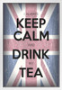 Keep Calm and Drink Tea Union Jack British Flag White Wood Framed Poster 14x20