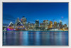 Sydney Opera House with Skyline at Twilight Photo Photograph White Wood Framed Poster 20x14