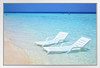 Sunchairs on Tropical Beach Photo Photograph White Wood Framed Poster 20x14