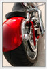 Custom Red Chopper Motorcycle Bike From Rear Photo Photograph White Wood Framed Poster 14x20