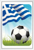 Greece Soccer Ball and Flag Sports White Wood Framed Poster 14x20