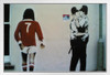 Banksy Gay Cops Kissing Street Art Banksy Canvas Print Bansky Modern Art Grafitti Canvas Wall Art Street Art Prints Graffiti Art For Wall Art Canvas Love Decor White Wood Framed Art Poster 20x14