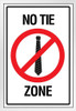 No Tie Zone Sign Funny White Wood Framed Poster 14x20