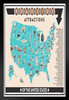 Roadside Attractions of America Map Chart USA Road Trip Travel Guide Retro Vintage Style Americana Googie Architecture Midcentury Black Wood Framed Poster 14x20