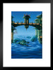 Serpent Dragon Swimming In Water Under Castle Bridge by Ciruelo Fantasy Painting Gustavo Cabral Matted Framed Wall Decor Art Print 20x26