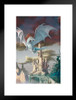 Hobsy Attack Silver Dragon Flying Over Castle by Ciruelo Fantasy Painting Gustavo Cabral Matted Framed Wall Decor Art Print 20x26