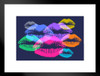 Womans Lips Kiss Lipstick Multicolor Dark Pop Neon Artwork Matted Framed Wall Decor Art Print 26x20