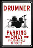 Drummer Parking Only Funny Sign Black Wood Framed Art Poster 14x20