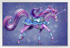 Purple Carousel Horse Unicorn by Rose Khan White Wood Framed Poster 14x20