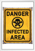 Danger Infected Area Skull and Crossbones Poison Warning Sign White Wood Framed Poster 14x20