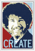 Bob Ross CREATE Motivational Bob Ross Poster Bob Ross Collection Bob Art Painting Happy Accidents Motivational Poster Funny Bob Ross Afro and Beard White Wood Framed Art Poster 14x20