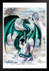 Temptest Green Dragon by Ruth Thompson Fantasy Poster Drawing Tempest Magical Creature Black Wood Framed Art Poster 14x20