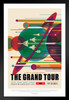 The Grand Tour NASA Space Retro Travel Vintage JPL Planets Exploration Science Fiction SciFi Tourism Astronaut Geeky Nerdy Solar System Map Galaxy Classroom Black Wood Framed Art Poster 14x20
