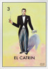 04 El Catrin Dandy Loteria Card Mexican Bingo Lottery White Wood Framed Poster 14x20