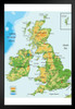 United Kingdom Ireland Scotland Topographical City Atlantic Ocean Map Art Print Stand or Hang Wood Frame Display Poster Print 9x13