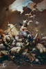 The Destroyer by Frank Frazetta Wall Art Gothic Fantasy Decor Frank Frazetta Artwork Scary Art Prints Horror Battle Posters Frazetta Illustration Death War Gore Stand or Hang Wood Frame Display 9x13