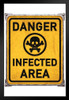 Danger Infected Area Skull and Crossbones Poison Warning Sign Art Print Stand or Hang Wood Frame Display Poster Print 9x13