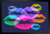 Womans Lips Kiss Lipstick Multicolor Dark Pop Neon Artwork Art Print Stand or Hang Wood Frame Display 13x9